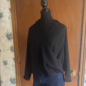 Helmut Lang Black Draped Blouse